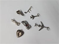 Seven .925 Sterling Silver Pendants/Charms