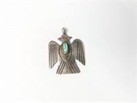 .925 Sterling Silver Turquoise Eagle Pendant