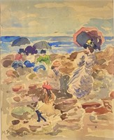 Watercolor Painting On Paper Signed M. Prendergast