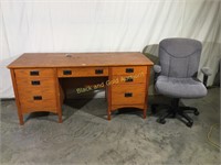 Wood Desk 30 1/2 in tall x 65 1/2 in x 26 in deep