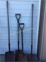 4 Different Shovels all wood