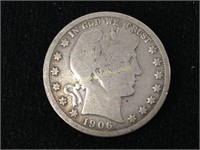 1906-D Silver Barber Half Dollar