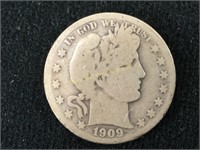 1909-S Silver Barber Half Dollar
