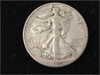 1945-D Silver Walking Half Dollar