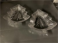2 CRYSTAL TREE DISHES