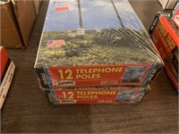 2 TELEPHONE POLE KITS NEW IN PLASTIC