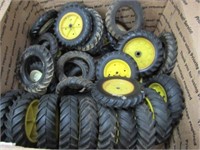 Box of Toy Tractors Wheels
