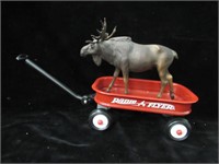 Breyer Bull Moose and Radio Flyer Wagon