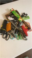 Miscellaneous scissors and knives and kitchen