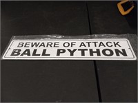 Beware of Attack Ball Python Tin Sign
