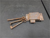 Antique Lock With Skeleton Keys