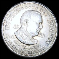 1955 Dominician Republic Silver Peso UNCIRCULATED