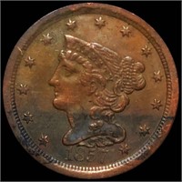 1857 Braided Hair Half Cent ABOUT UNCIRCULATED