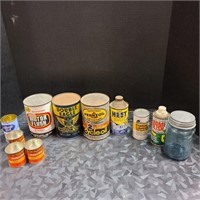 Motor Oil and Vtg Auto Care Misc Tin Cans