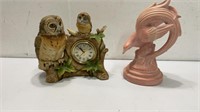 Owl Clock & Bird Figurine K7B