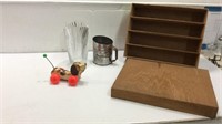 Wooden Box, Vase, Measuring Cup & Dog K10B