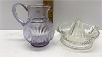 2PC. 8" WIDE JUICER & 6" TALL PURPLE  PITCHER