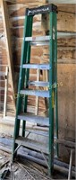 Fiberglass step ladder, Wood extension ladder