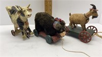 3 -6" DECORATIVE PULL TOYS COW-BEAR-GOAT