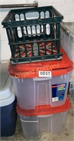 (2) Totes and plastic crate