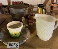 Milk glass pitcher, coffee canister, pot and more
