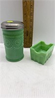 2 PC. JADITE SUGAR DISPENSER & TOOTHPICK HOLDER