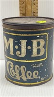1920s M.J.B. COFFEE 1 LBS. CAN NO KEY