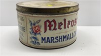 5 LBS. EARLY 40s MELROSE MARSHMALLOWS CAN W/LID