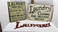 3 METAL LAUNDRY HOME DECOR SIGNS