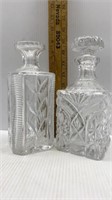 2PC. CUT CRYSTAL DECANTERS 1 W/ TOPPER