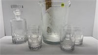 10PC SAFARI ETCHED GLASS SIGNED BY COYLE
