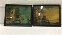 Set of 2 Antique Framed Pictures K15E