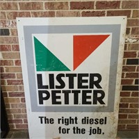 Vtg Metal Sign Lister Petter diesel Advertising