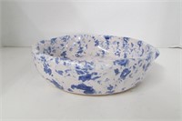 Blue and White Spatter Bybee Pottery Dish - 8" in