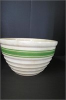 Large Yellow Ware Bowl with Green Stripe 5.5"