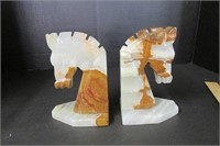 Vintage Marble Horse Head Bookends