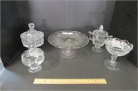 Lot- Clear Glass Candy Dishes and Cake Plate