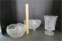 Two Crystal Bowls and a Vase