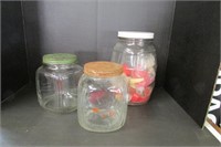 Three Vintage Cracker Jars w/Lids