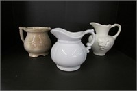 Three Small Pottery Pitchers - 2 Unmarked/1