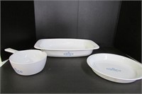 Three Pieces of Cornflower Corning Ware Dishes