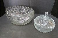 Two Fostoria American Bowls - 8.5" x 4.5" Covered
