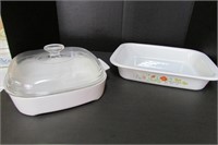 Two Casserole Dishes - One with Lid 10.25"