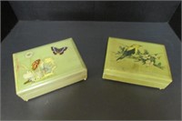 Two Wood Decorative Boxes w/ Playing Cards -