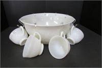 Vintage Milk Glass Small Punch Bowl - 8 cups with