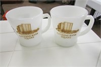 Two Fire King Advertising Mugs- Citizens Bank