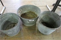 Three Galvanized Water Buckets