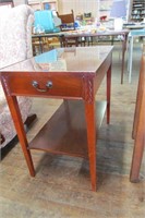Vtg Mahogany Side Table w Glass Protect 26 1/2"x16