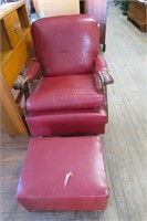Mid Century Red Faux Leather Arm Rocking Chair w