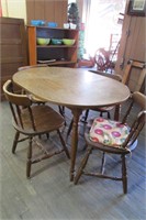 Mid Century Oak Veneer Table & 4 Chairs-Sturdy